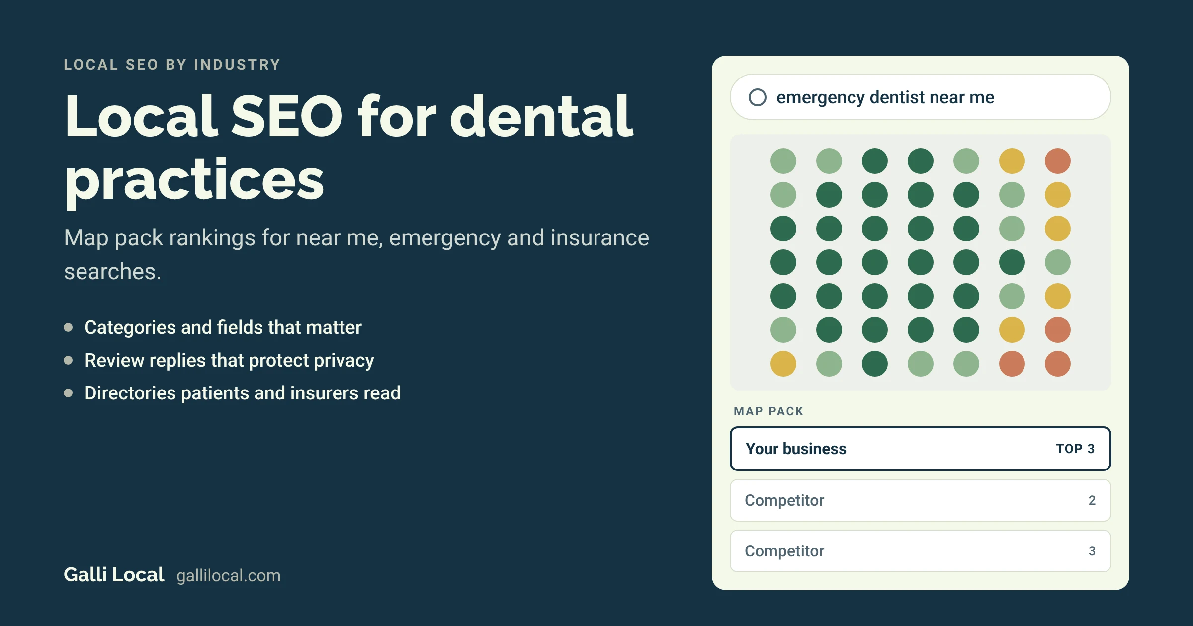 Local SEO for dental practices: a map pack with your practice in the top 3 for an emergency dentist search