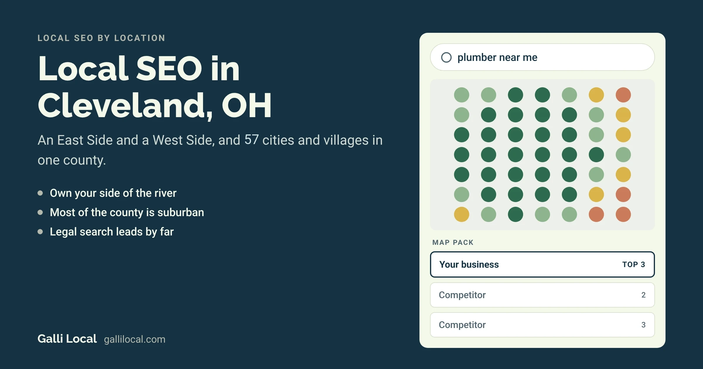 Local SEO in Cleveland, OH: a map pack with your business in the top 3 for a plumber near me search