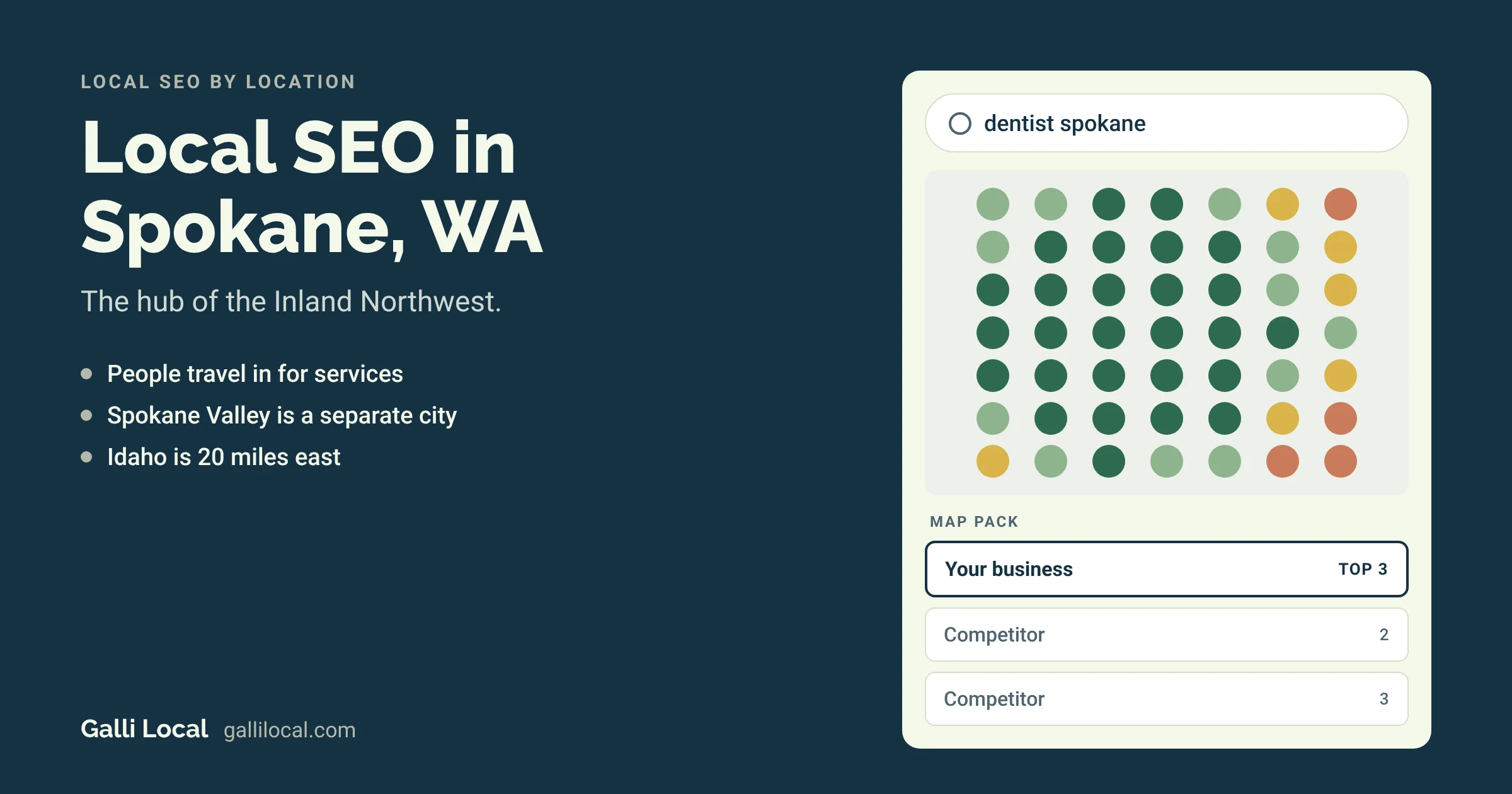 Local SEO in Spokane, WA: a map pack with your business in the top 3 for a dentist spokane search
