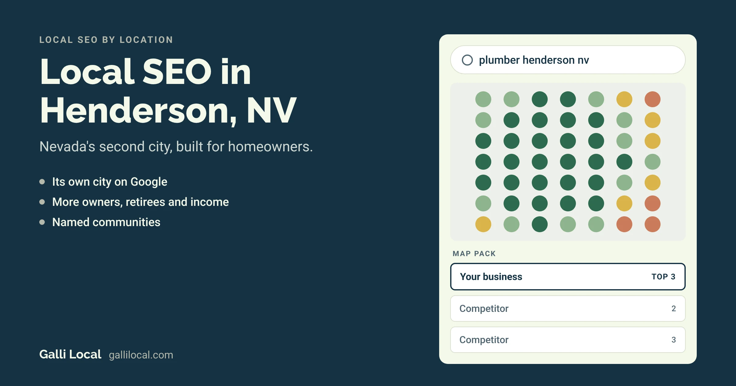 Local SEO in Henderson, NV: a map pack with your business in the top 3 for a plumber henderson nv search
