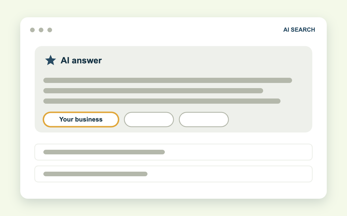 AI answer citing a local business as its first source